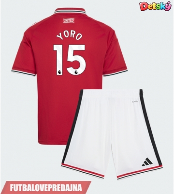 Lacne Dětský Futbalové dres Manchester United Leny Yoro #15 2026-27 Krátky Rukáv - Domáci (+ trenírky)